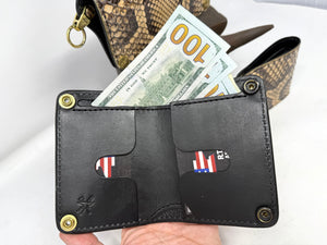 Mini Long Leather Chain Wallet - Natural Python