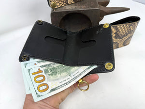 Mini Long Leather Chain Wallet - Natural Python