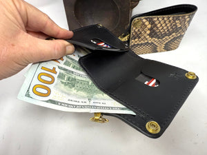 Mini Long Leather Chain Wallet - Natural Python