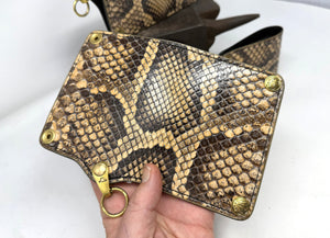Mini Long Leather Chain Wallet - Natural Python