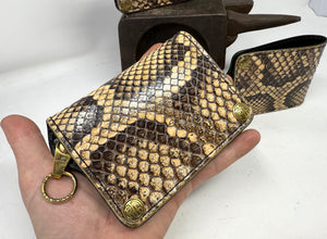 Mini Long Leather Chain Wallet - Natural Python