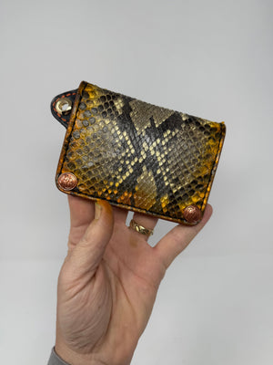 Mini Long Leather Chain Wallet - Sunburst Python