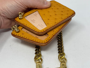 Minimalist Leather Chain Wallet - Golden Ostrich