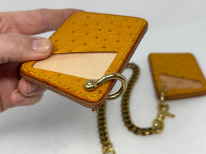 Minimalist Leather Chain Wallet - Golden Ostrich