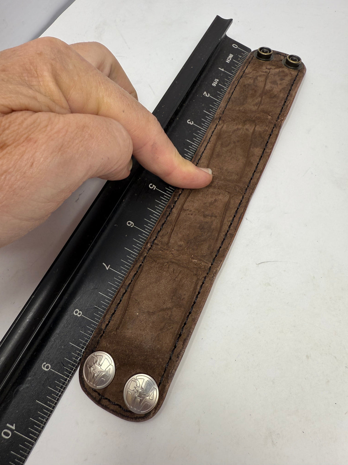 Nubuck Brown Alligator Leather Bracelet / Cuff