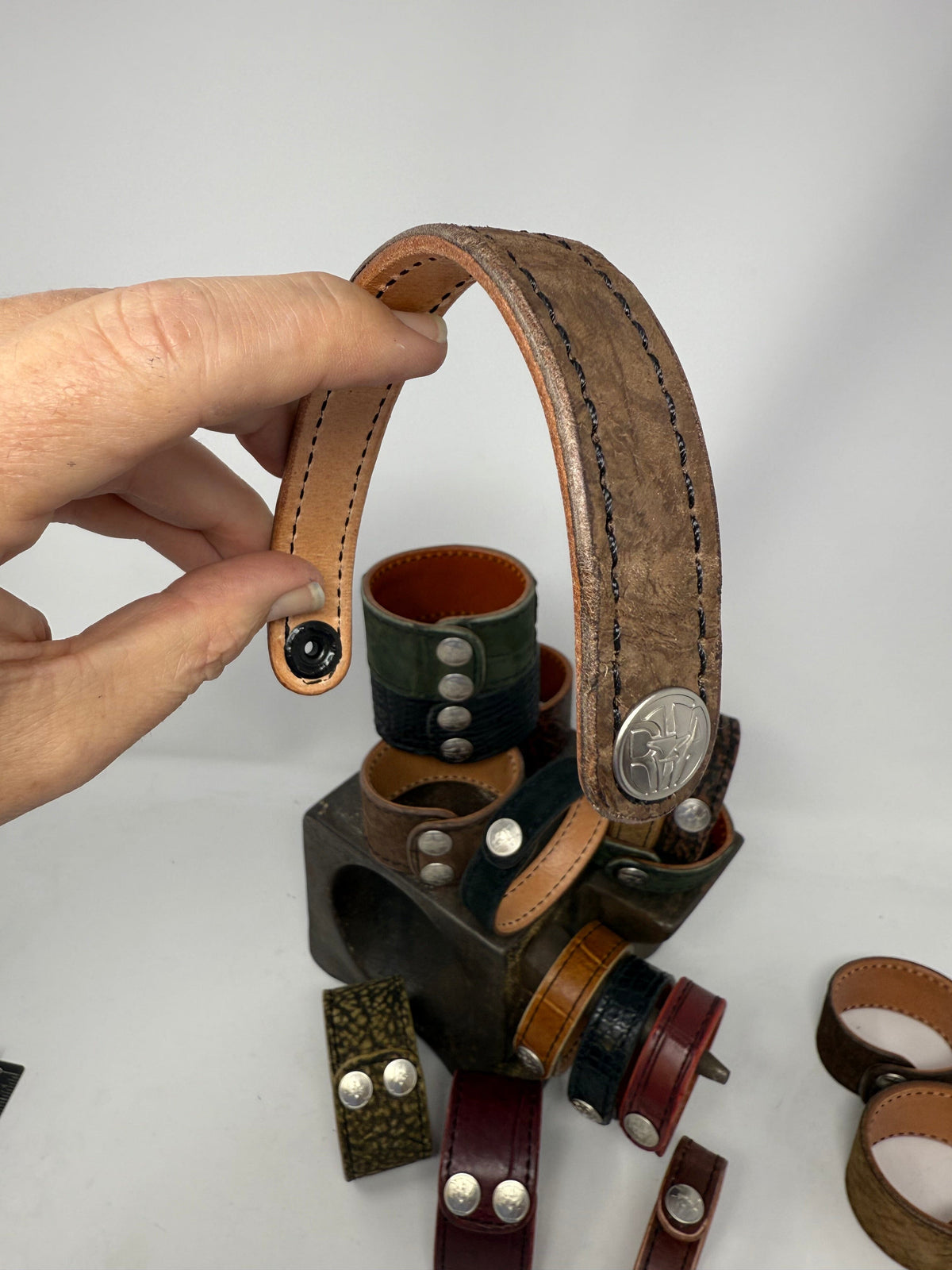 Nubuck Brown Alligator Leather Bracelet / Cuff