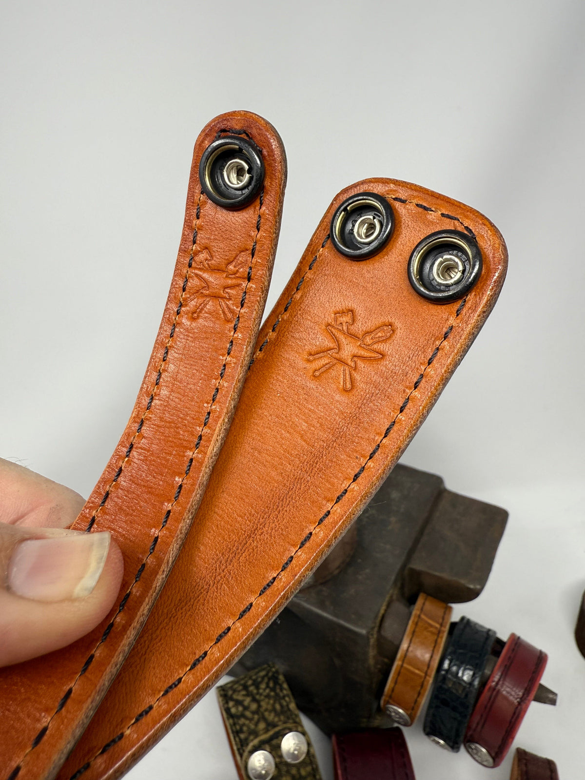 Nubuck Green Alligator Leather Bracelet / Cuff (set of 2)