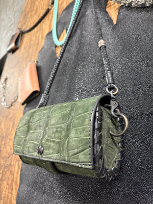 Nubuck Green Alligator Purse