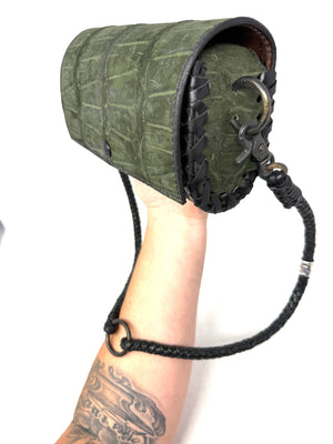 Nubuck Green Alligator Purse