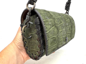 Nubuck Green Alligator Purse