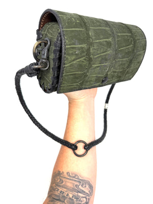 Nubuck Green Alligator Purse