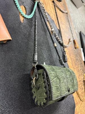 Nubuck Green Alligator Purse