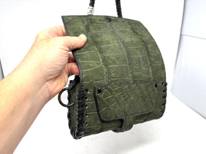 Nubuck Green Alligator Purse