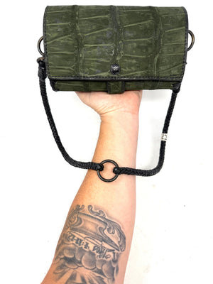 Nubuck Green Alligator Purse