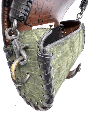 Nubuck Green Alligator Purse
