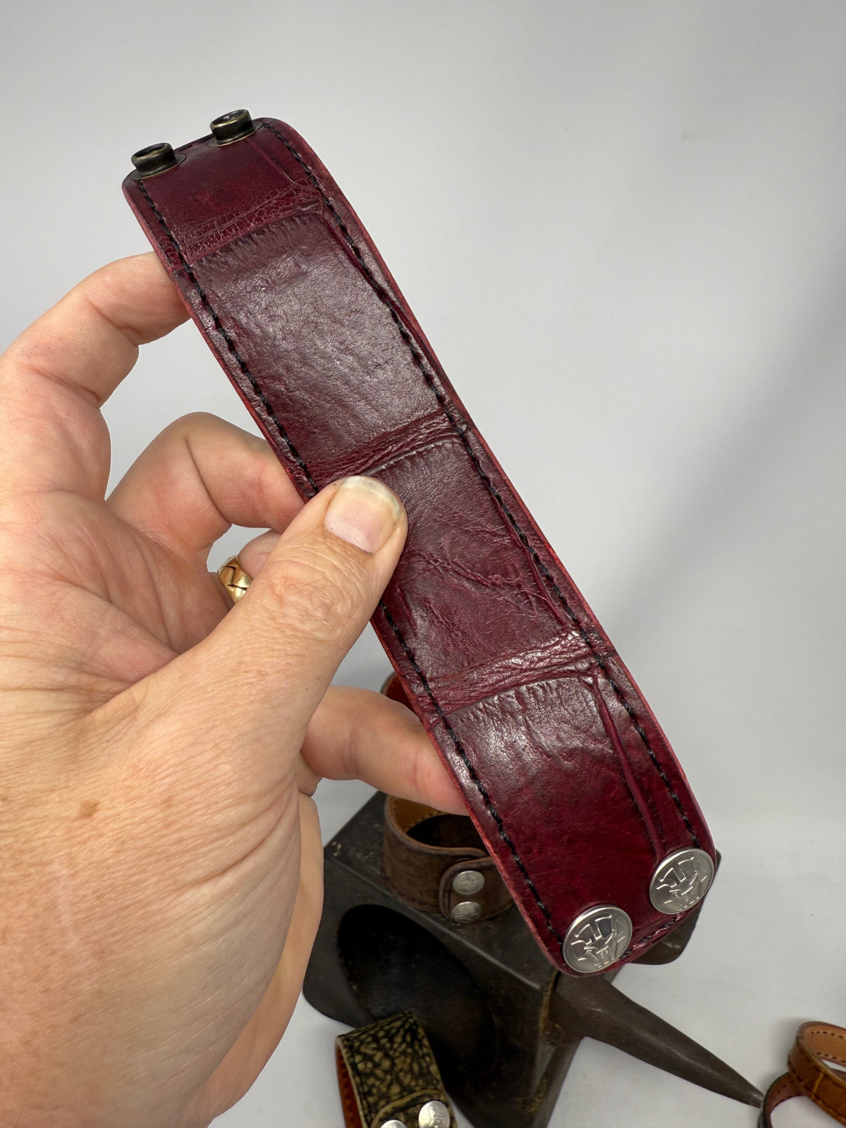 Oxblood Gator Leather Bracelet / Cuff
