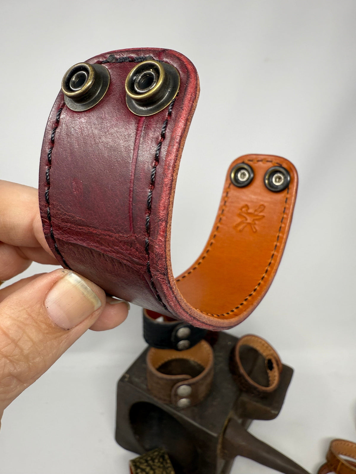 Oxblood Gator Leather Bracelet / Cuff