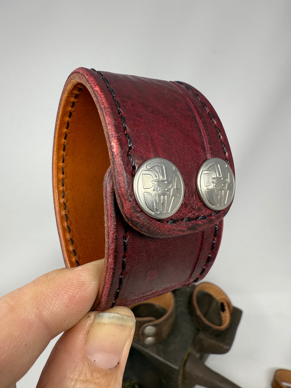 Oxblood Gator Leather Bracelet / Cuff
