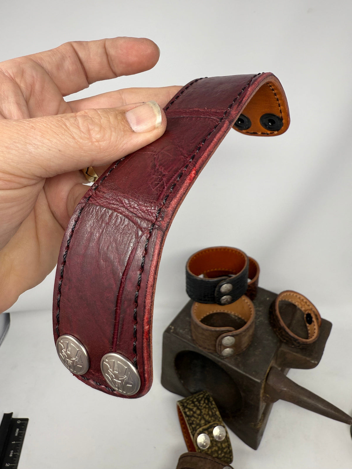 Oxblood Gator Leather Bracelet / Cuff