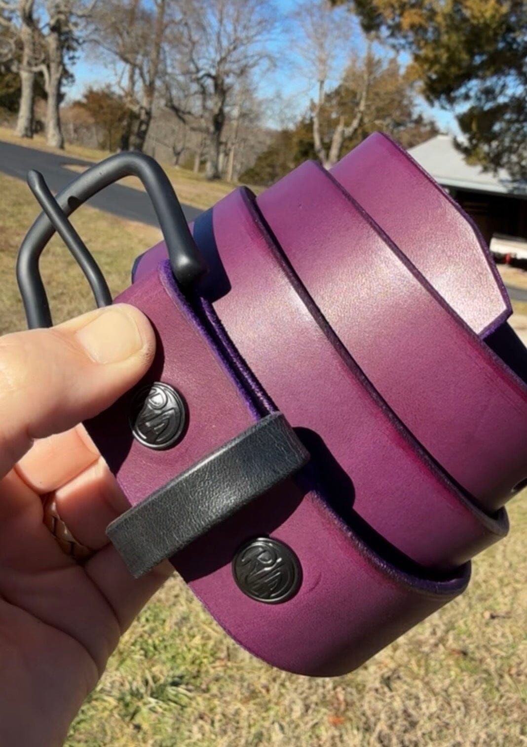 Purple Leather Belt - Hermann Oak Cowhide
