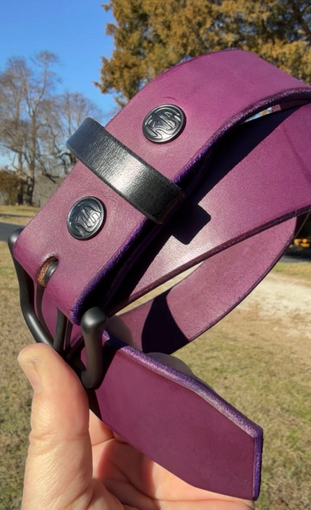 Purple Leather Belt - Hermann Oak Cowhide