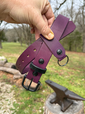 Purple Leather Belt - Hermann Oak Cowhide