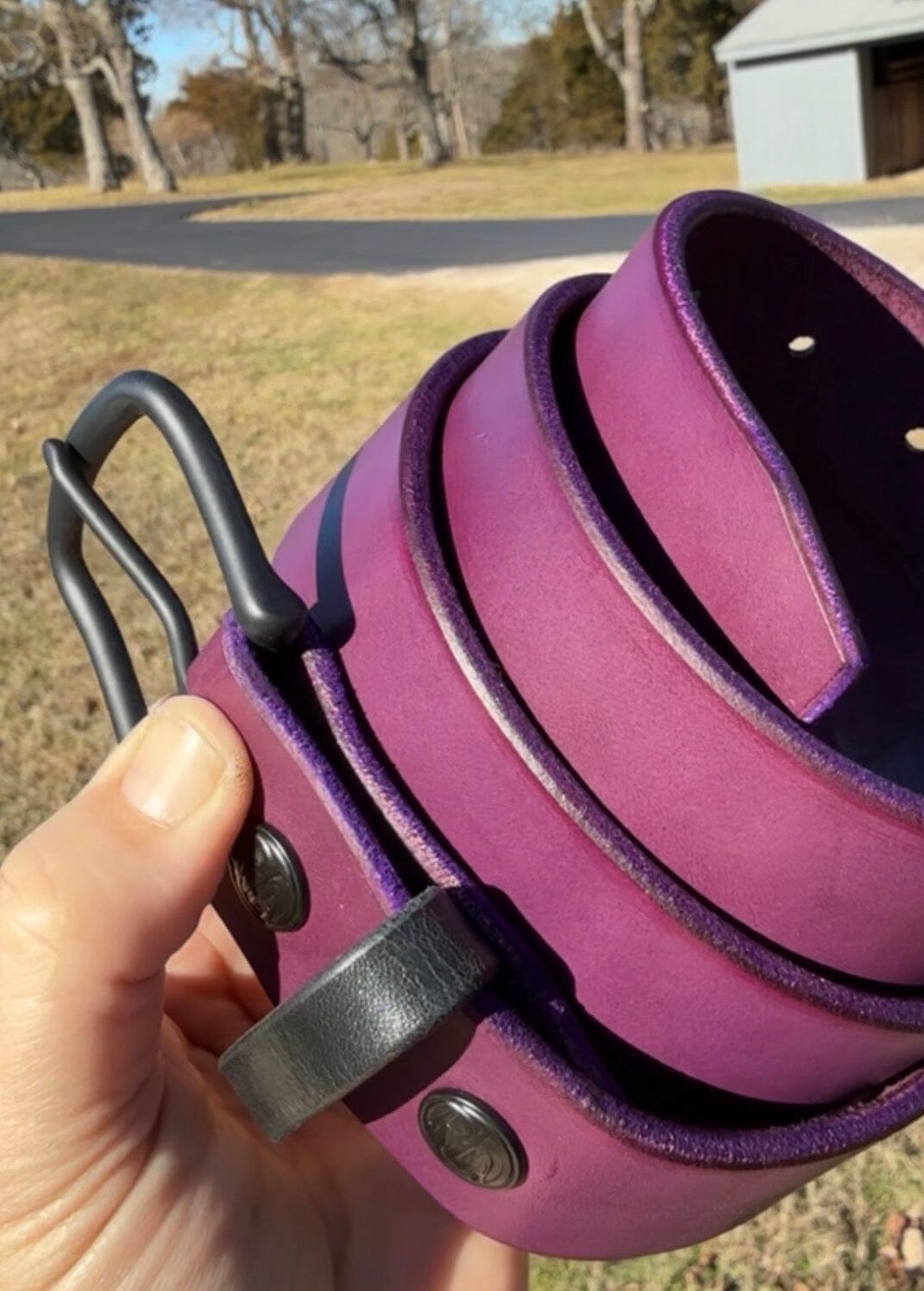 Purple Leather Belt - Hermann Oak Cowhide