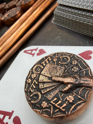 RTAnvil Original “Dead Man’s Hand” Copper Poker Card Guard