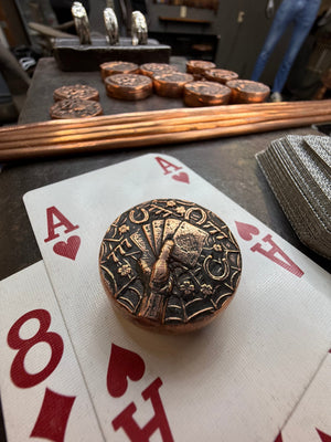 RTAnvil Original “Dead Man’s Hand” Copper Poker Card Guard