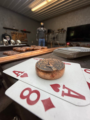 RTAnvil Original “Dead Man’s Hand” Copper Poker Card Guard