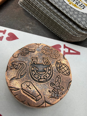 RTAnvil Original “Dead Man’s Hand” Copper Poker Card Guard