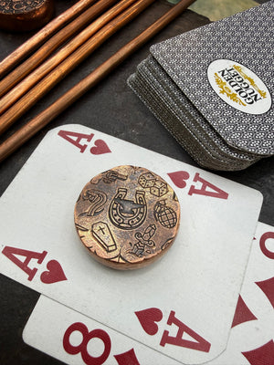RTAnvil Original “Dead Man’s Hand” Copper Poker Card Guard