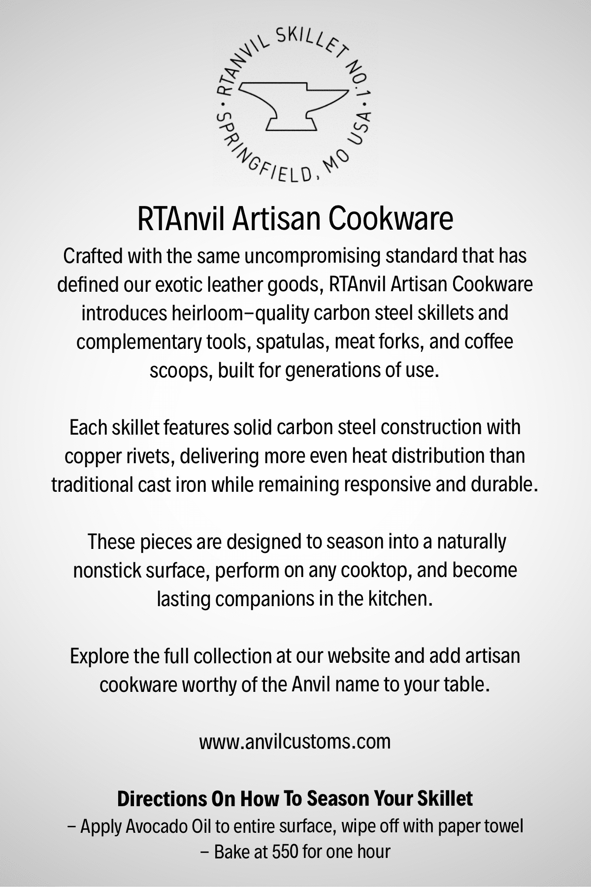 RTANVIL Skillet &amp; Spatula Combo Set - Anvil Customs