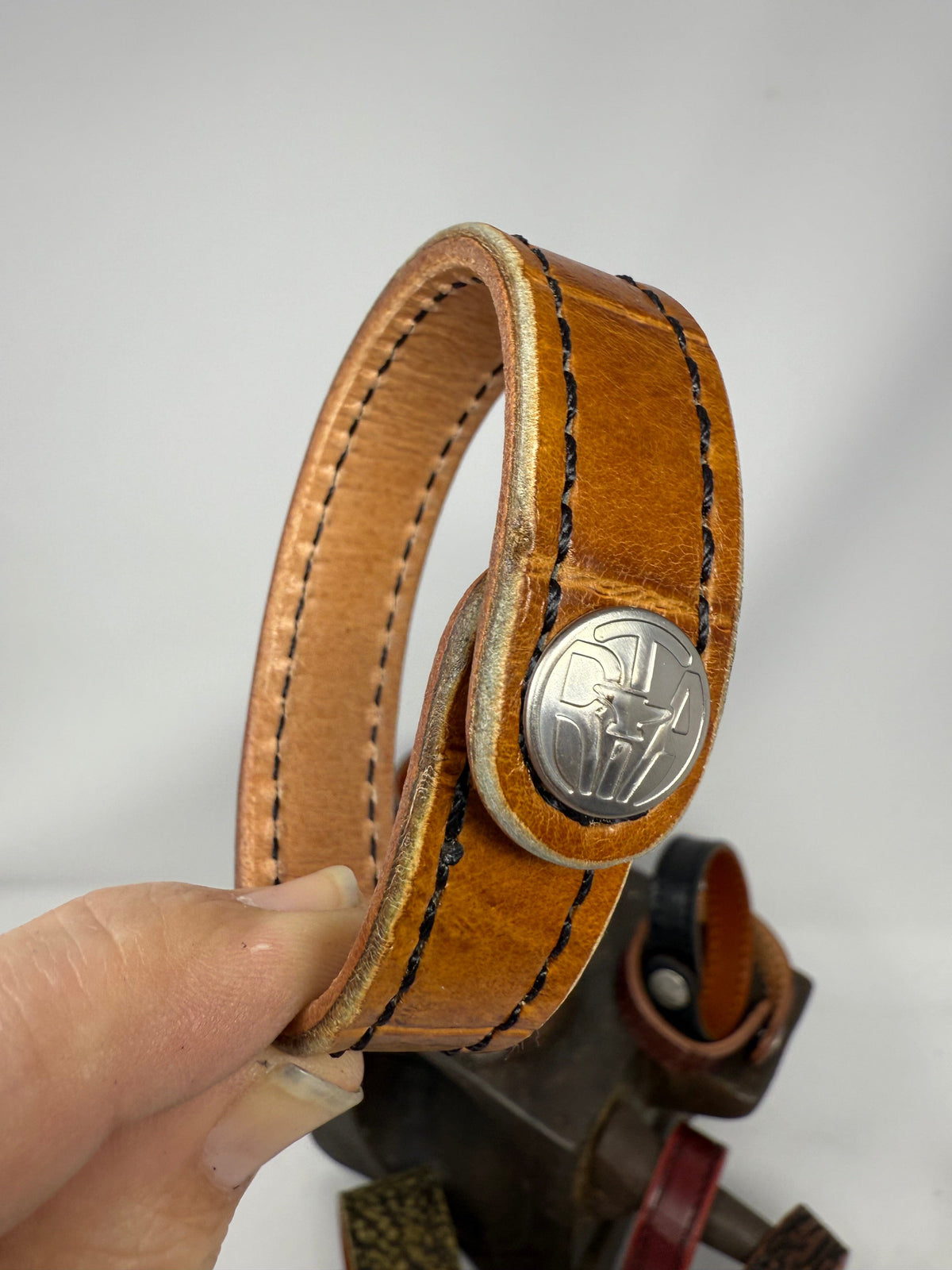 SaddleTan Alligator Leather Bracelet / Cuff