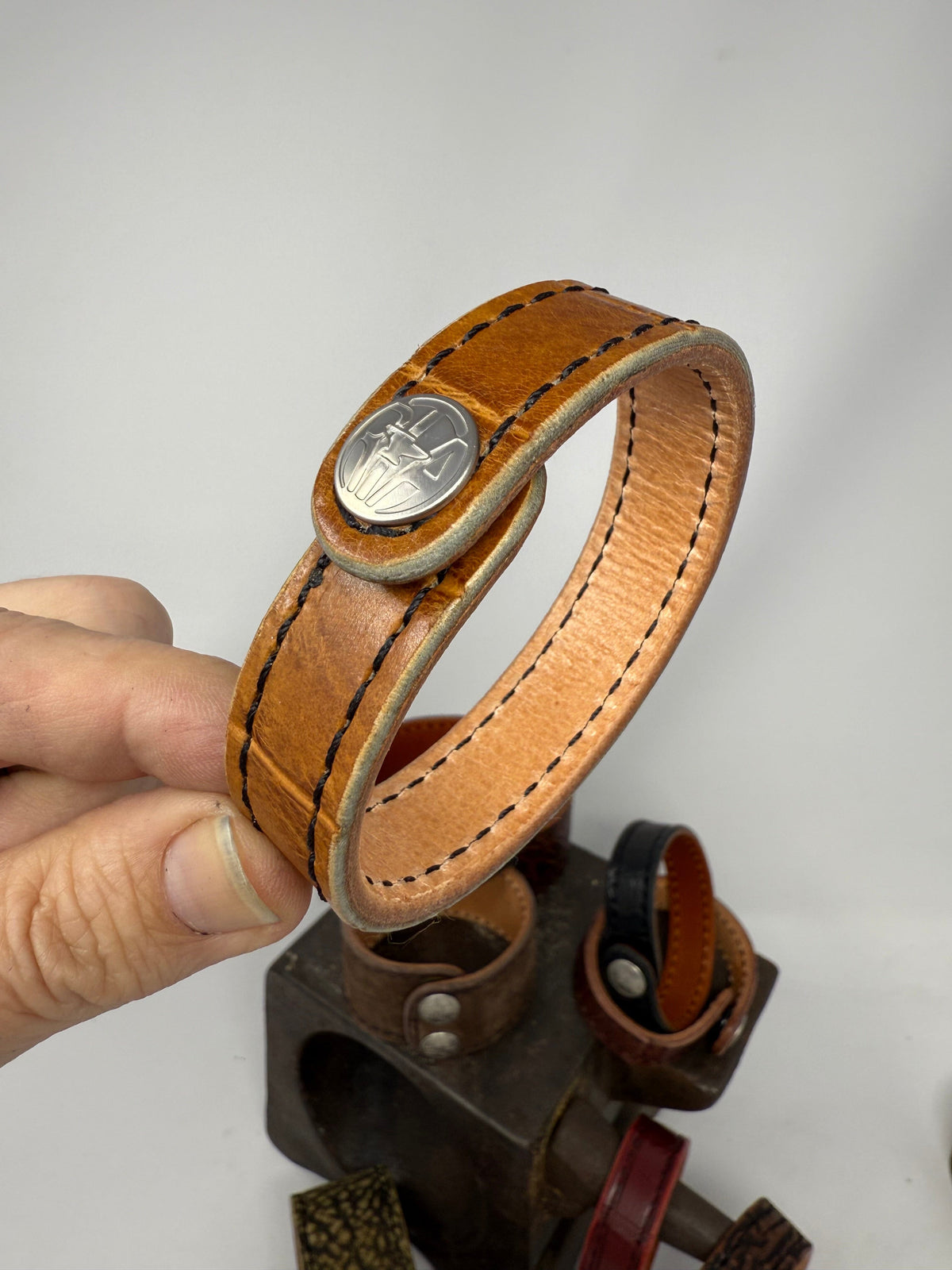 SaddleTan Alligator Leather Bracelet / Cuff