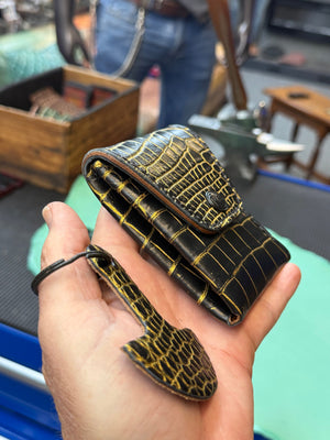 Sarasota Wallet - Black/Gold Alligator