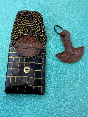 Sarasota Wallet - Black/Gold Alligator