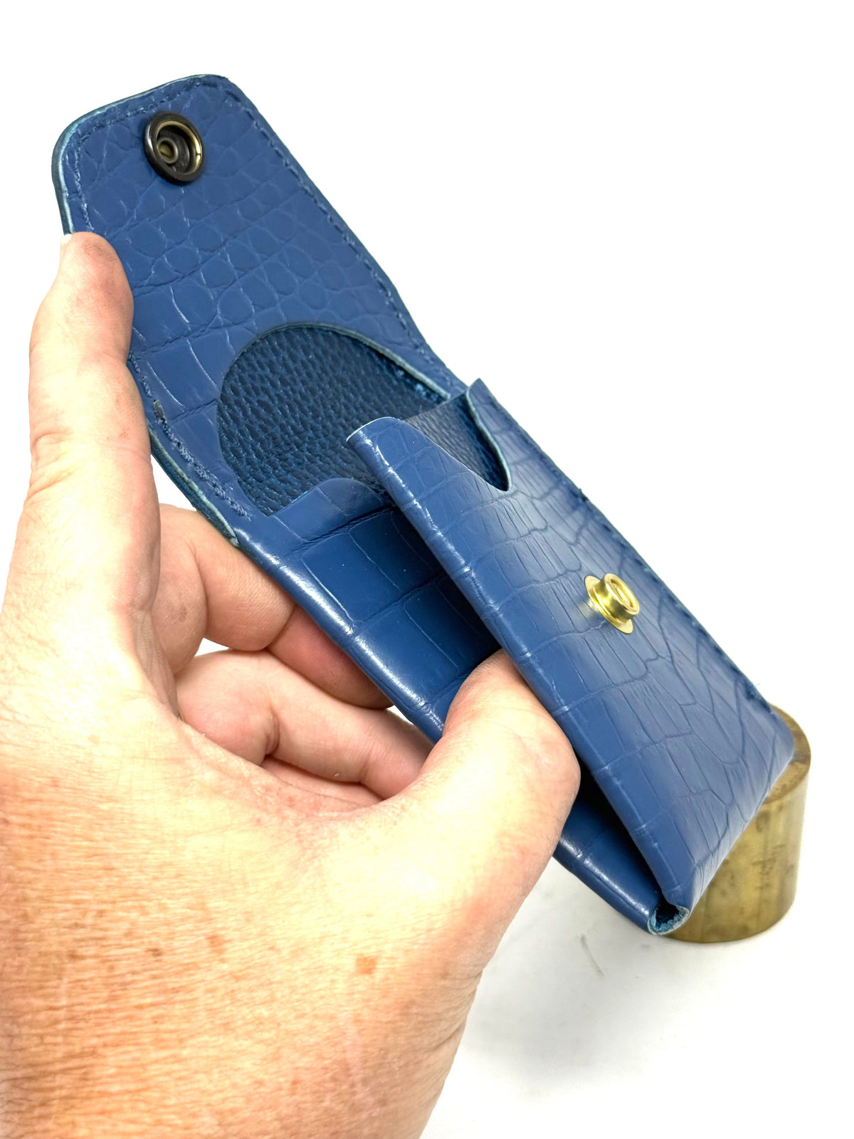 Sarasota Wallet - Cobalt Blue Crocodile - Anvil Customs