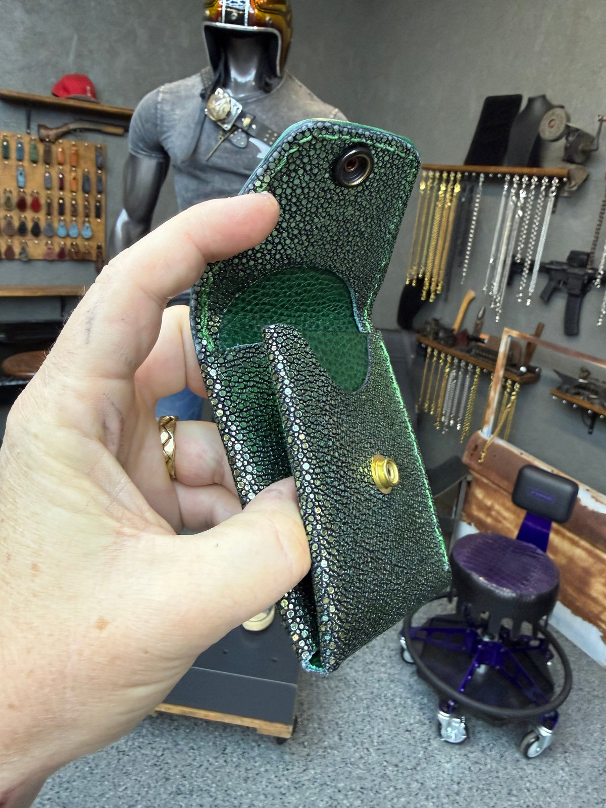 Sarasota Wallet - Metallic Emerald Stingray