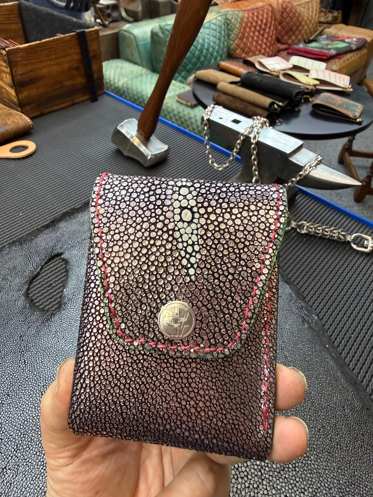 Sarasota Wallet - Metallic Pink Stingray - Anvil Customs
