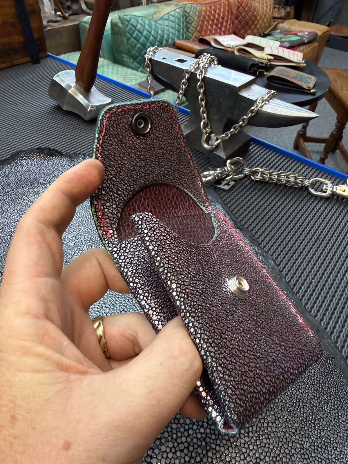 Sarasota Wallet - Metallic Pink Stingray - Anvil Customs