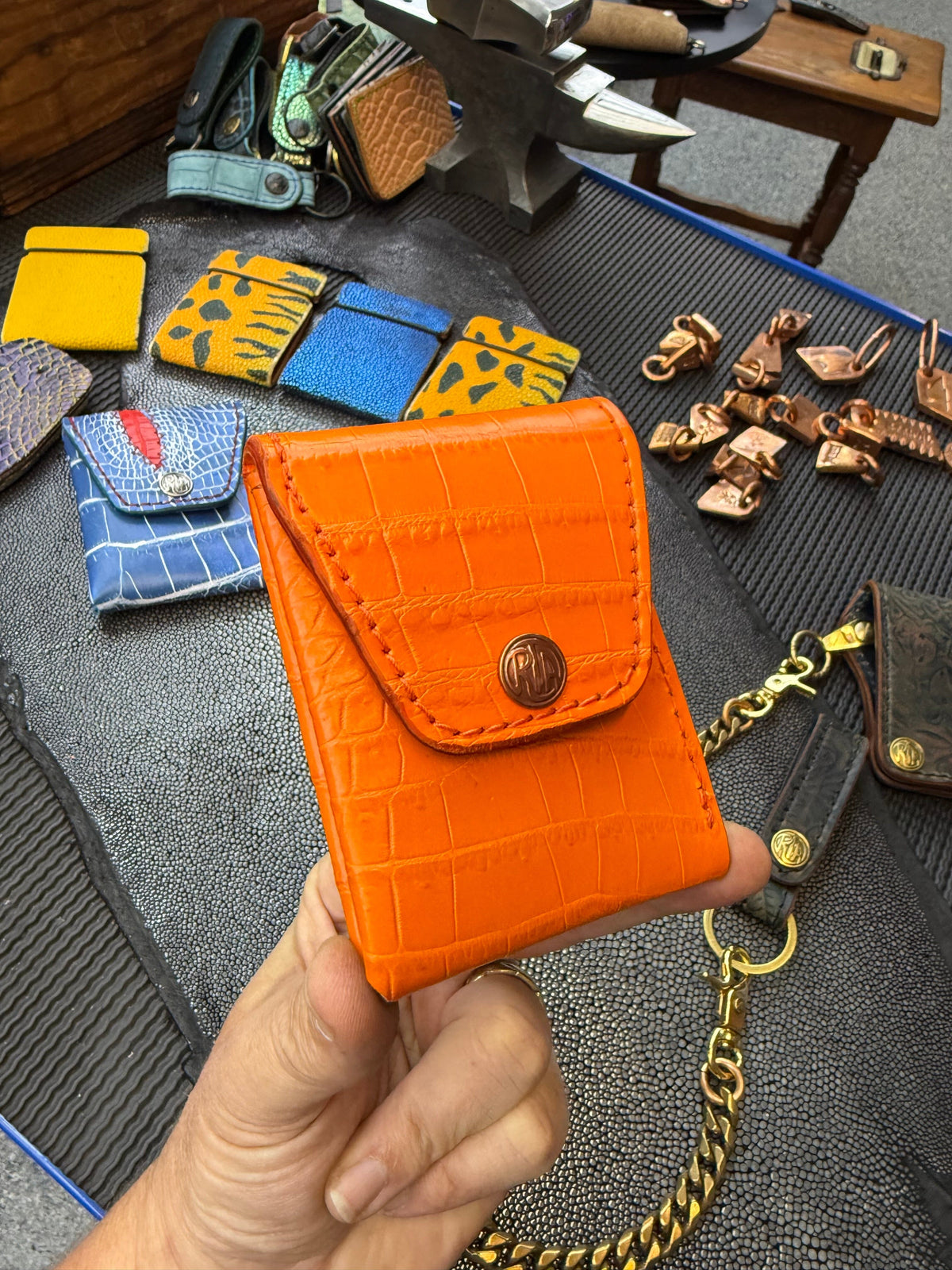 Sarasota Wallet - Orange Crocodile