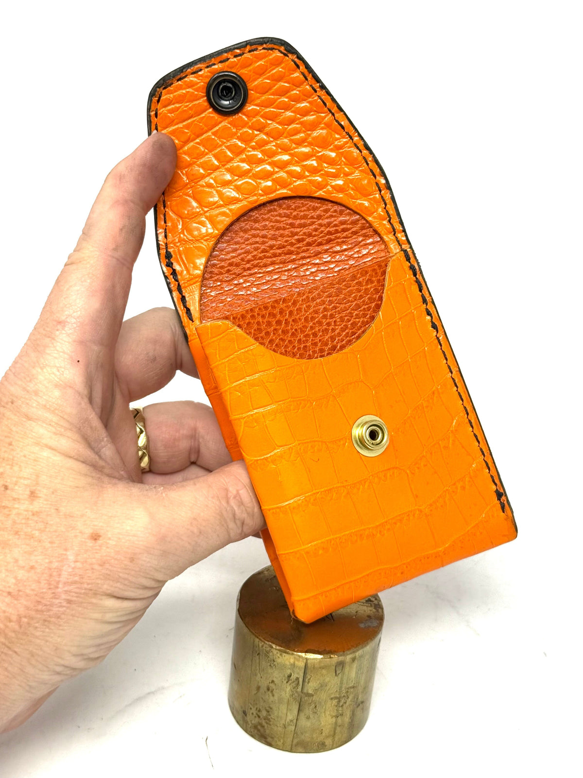 Sarasota Wallet - Orange/Black Crocodile - Anvil Customs