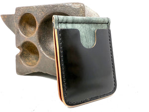 Shell Cordovan Money Clip Wallet: Jet Black