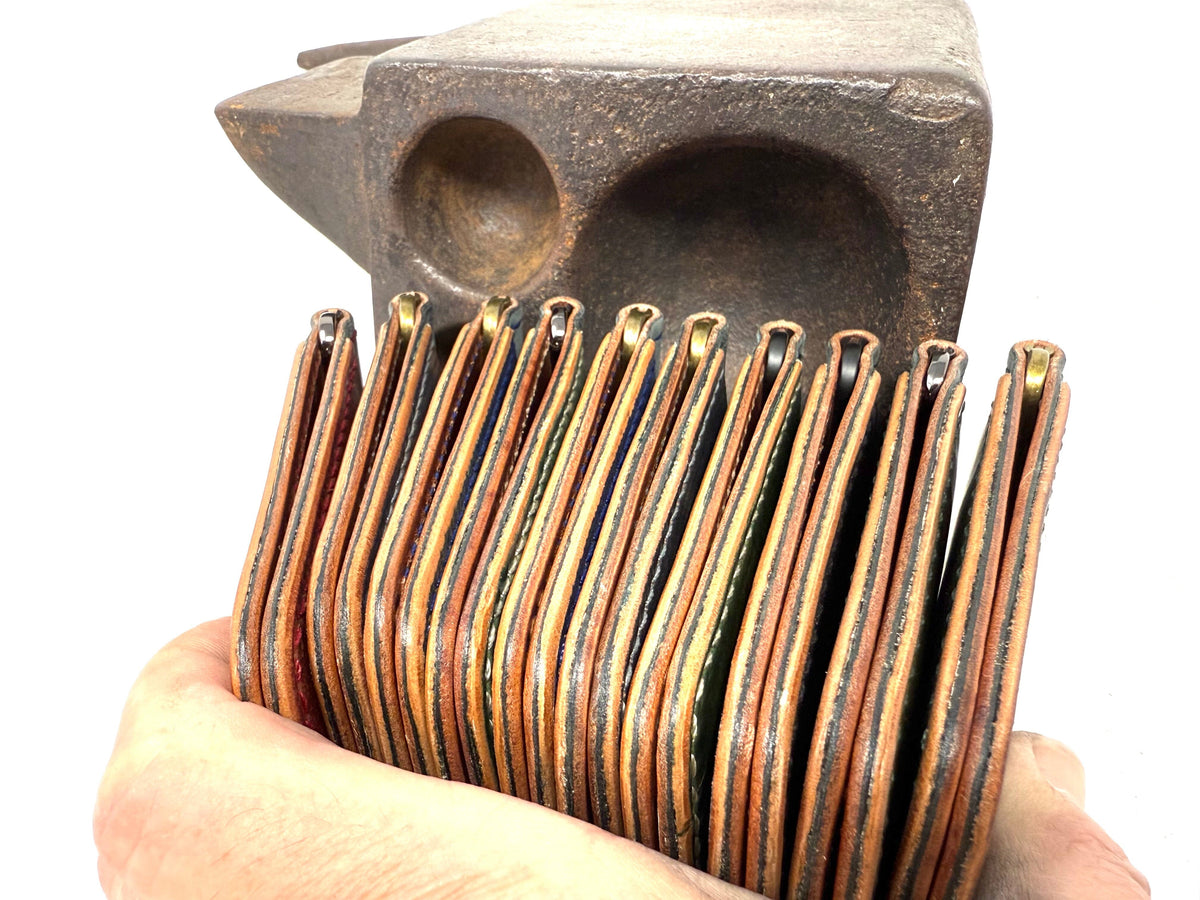 Shell Cordovan Money Clip Wallet:  Marbled Forrest Green