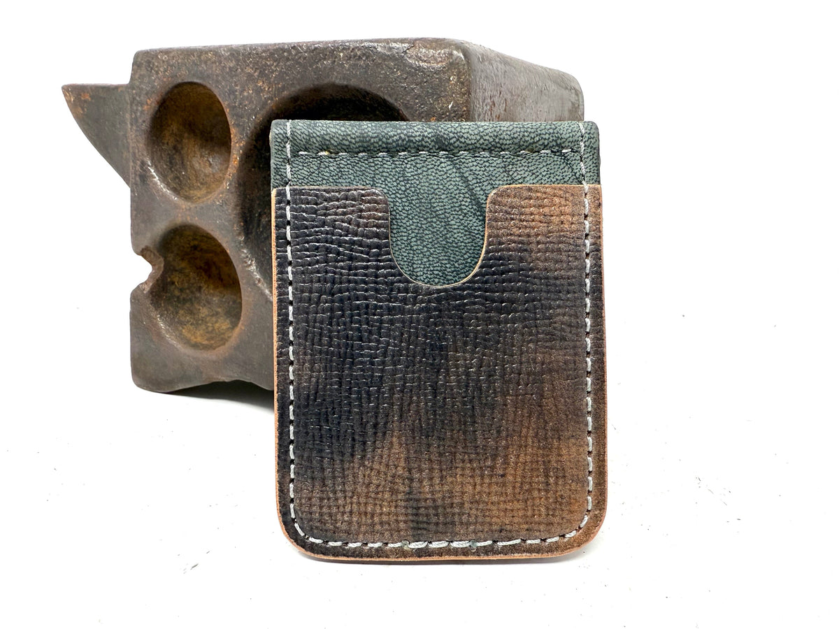 Shell Cordovan Money Clip Wallet: Textured Black & Natural