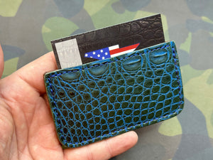 Single Pocket Card Wallet - Blue/Green Alligator