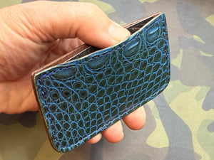 Single Pocket Card Wallet - Blue/Green Alligator