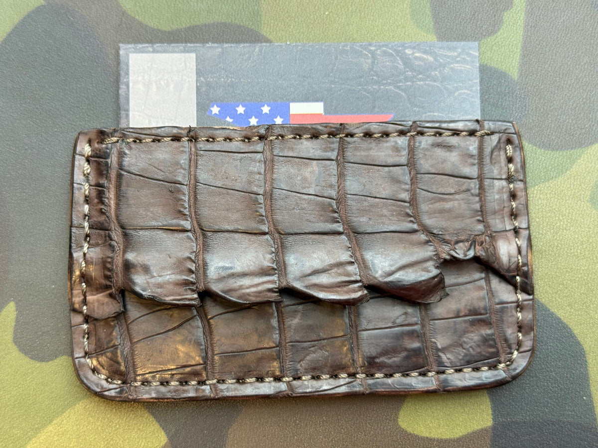 Single Pocket Card Wallet - Brown Tailback Alligator