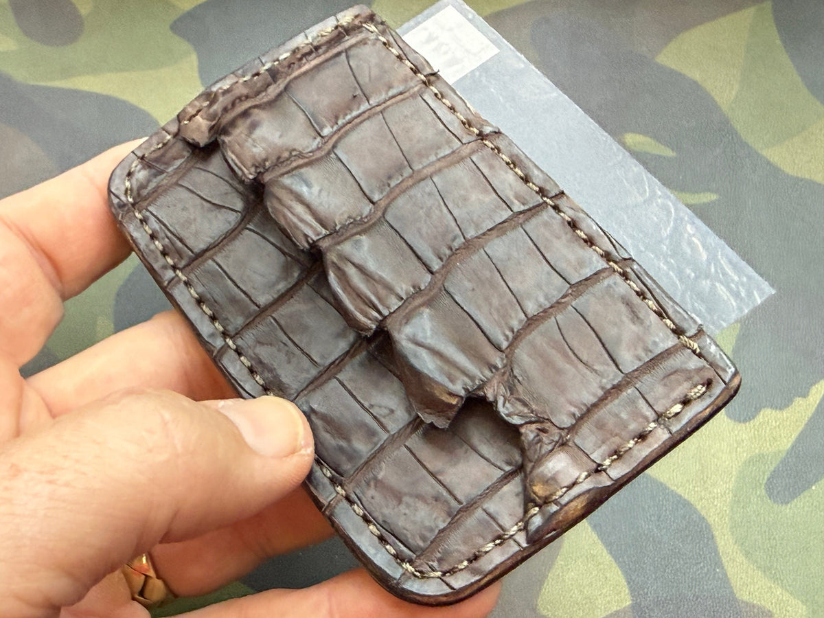 Single Pocket Card Wallet - Brown Tailback Alligator